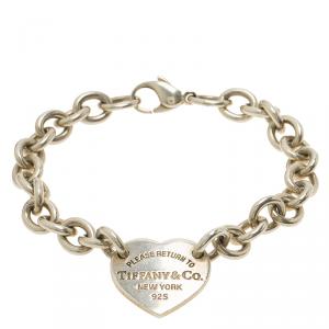 Pre Owned Tiffany & Co. Return to Tiffany Heart Tag Silver Bracelet