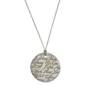 Pre Owned Tiffany & Co. Tiffany Notes Round Silver Pendant Necklace