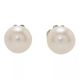 Pre Owned Tiffany & Co. Ziegfeld Collection Freshwater Cultured Pearl Silver Stud Earrings
