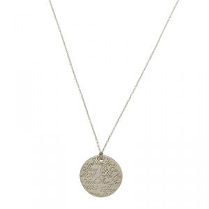 Tiffany & Co. Tiffany Notes Round Silver Pendant Chain Necklace