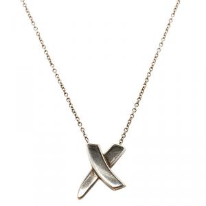 Pre Owned Tiffany & Co. Paloma Picasso's  X Silver Pendant Necklace