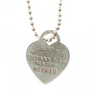 Pre Owned Tiffany & Co. Return to Tiffany Heart Tag Silver Beads Necklace
