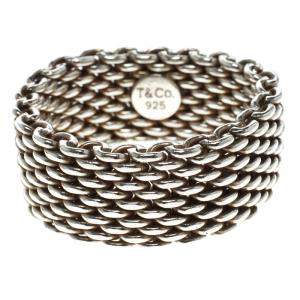 Pre Owned Tiffany & Co. Somerset Silver Band Ring Size 60