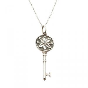 Pre Owned Tiffany & Co. Daisy Key Diamond & Silver Pendant Necklace