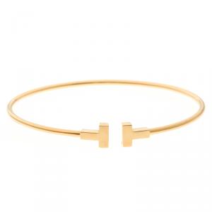 Pre Owned Tiffany & Co. T Narrow Wire Rose Gold Bracelet
