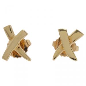 Pre Owned Tiffany & Co. Paloma's X Yellow Gold Mini Stud Earrings