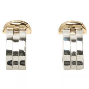 Pre Owned Tiffany & Co. Silver and Yellow Gold Hoop Earrings 