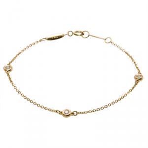 Pre Owned Tiffany & Co. Elsa Peretti Diamonds by the Yard Diamonds Yellow Gold Bracelet 16cm