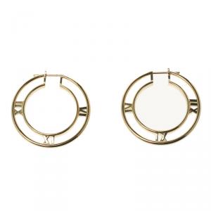 Pre Owned Tiffany & Co. Atlas 18k Yellow Gold Medium Hoop Earrings