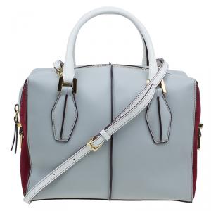 مملوكة مسبقًا حقيبة يد تودز بولر D-كيوب جلد رصاصي/عنابي صغيرة