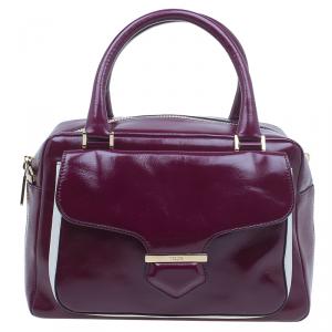 Tod's Purple Glossy Leather Small Military Bowler Bag