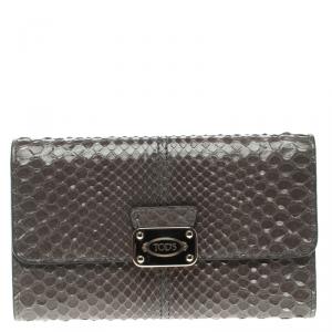 Tod's Grey Python Tri Fold Wallet