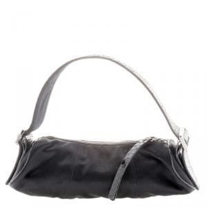 Tod's Black Canvas and Python Pochette Bag