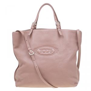 Pre Owned Tod's Blush Pink Leather Large Toronto Shopper Tote