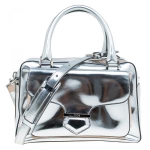 Tod's Silver Leather Small Military Bowler Bag