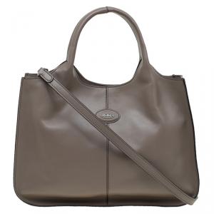 Pre Owned Tod's Beige Leather Dots Shopper Tote