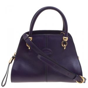 Tod's Purple Leather Small Sella Bowling Bag