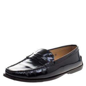 مملوكة مسبقًا Tod's Black Leather Square Toe Penny Loafers Size 36
