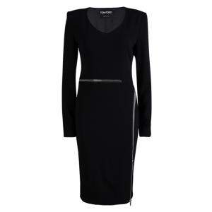 Tom Ford Black Zip Detail Long Sleeve Dress M