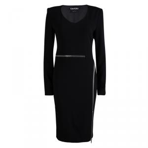 Tom Ford Black Zip Detail Long Sleeve Dress S