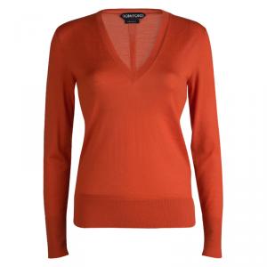 Tom Ford Red Cashmere V-Neck Sweater S