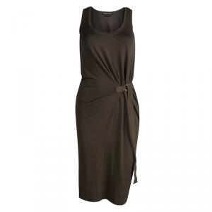 Tom Ford Olive Green Knit Belted Sleeveless Dress S