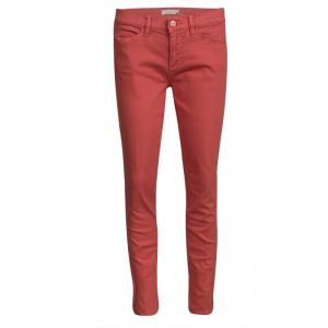 Tory Burch Jasper Red Washed Denim Skinny Ankle Grazer Jeans M