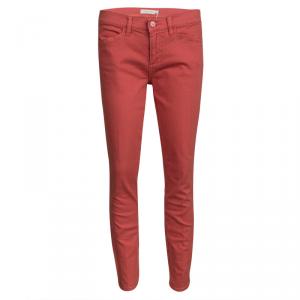 Tory Burch Jasper Red Washed Denim Skinny Ankle Grazer Jeans S/M