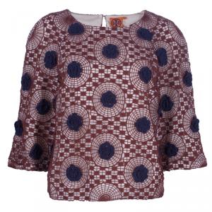 Tory Burch Crochet Silk Top L 