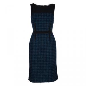 Tory Burch Sloane Blue and Green Tweed Dress S