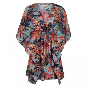 Tory Burch Calathea Multicolor Print Beach Dress Short Kaftan M/L