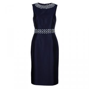 Tory Burch Heather Navy Blue Embellished Dress S