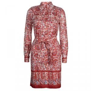 Tory Burch Red Brigitte Printed Shirt Dress S