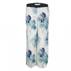 Tory Burch White Floral Print Wide Leg Eliza Pants S