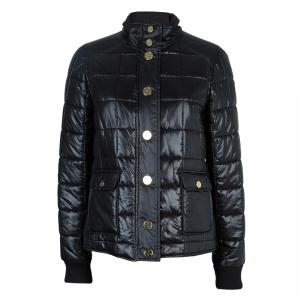 Pre Owned Tory Burch Black Colin Quilted Bomber Jacket M