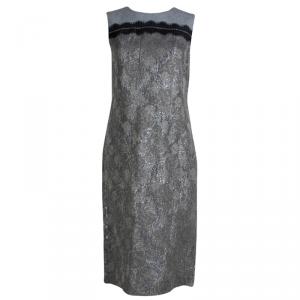 Tory Burch Grey Lurex Jacquard Sleeveless Jane Dress M