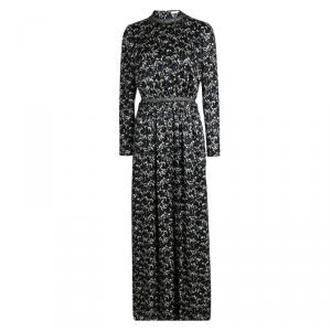 Pre Owned Tory Burch Floral Printed Silk Embellished Stephanie Gown S