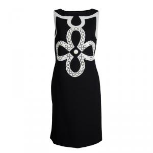 Pre Owned Tory Burch Monochrome Embellished Sleeveless Knit Dress M