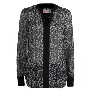 Pre Owned Tory Burch Paisley Printed Chiffon Long Sleeve Blouse M