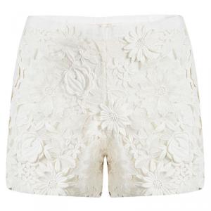 Tory Burch Cream Floral Embroidered Lace Shorts M