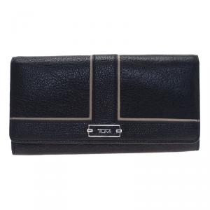 Tumi Black Leather Chelsea Continental Flap Wallet