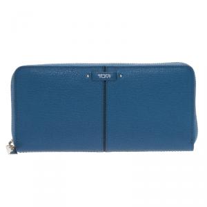 Tumi Blue Leather Zip Around Wallet