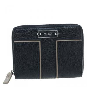 Tumi Black Leather Zip Around Wallet 