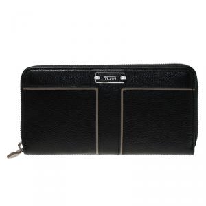 Tumi Black Leather Zip Around Wallet