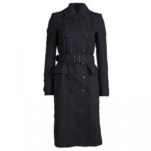 Pre Owned Burberry Brit Grey Wool Belted Trench Coat XS
