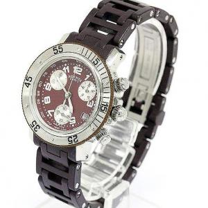 Pre Owned Hermes Purple Stainless Steel Clipper Diver Women's Wristwatch 33MM