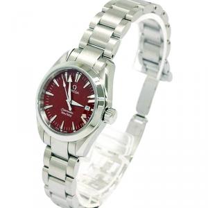 مملوكة مسبقًا Omega Red Stainless Steel Seamaster Aqua Terra Women's Wristwatch 29MM
