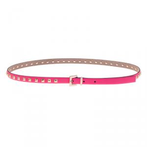 Pre Owned Valentino Neon Pink Rockstud Skinny Belt 85 CM 