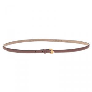 Pre Owned Valentino Brown Leather Phoenix Skinny Belt 85 CM