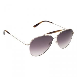 Pre Owned Valentino Silver and Tortoise V120S Aviator Sunglasses